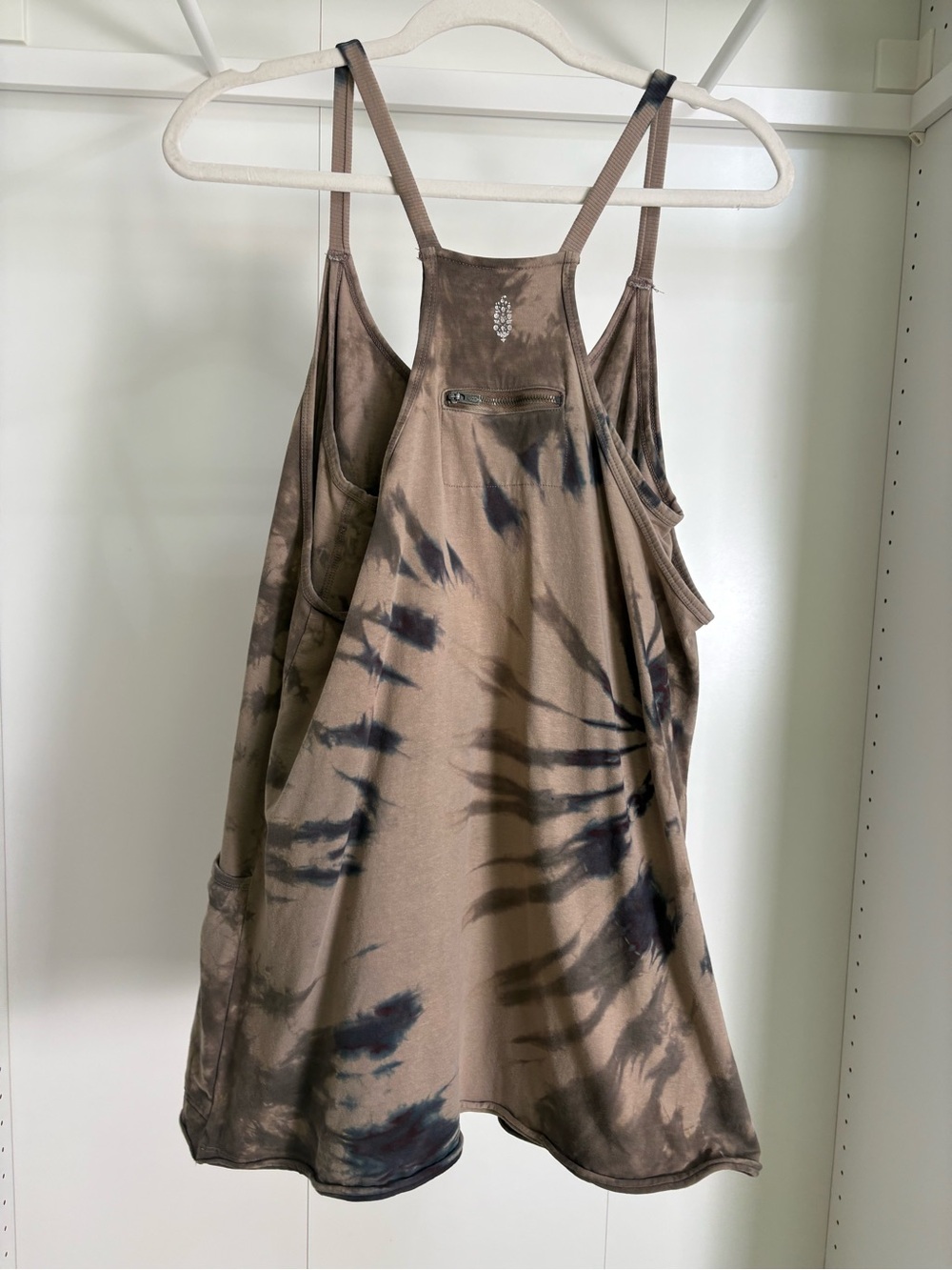 FP Movement by Free People Taupe Tie-Dye Hot Shot Romper with Pockets - Picture 2 of 4